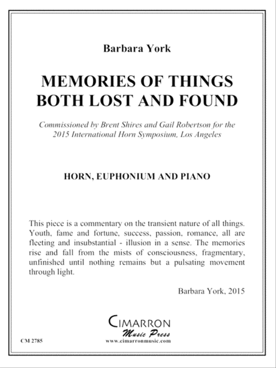 Memories of Things Both Lost and Found Euphonium scores gallery preview page 1