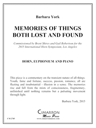 Book cover for Memories of Things Both Lost and Found