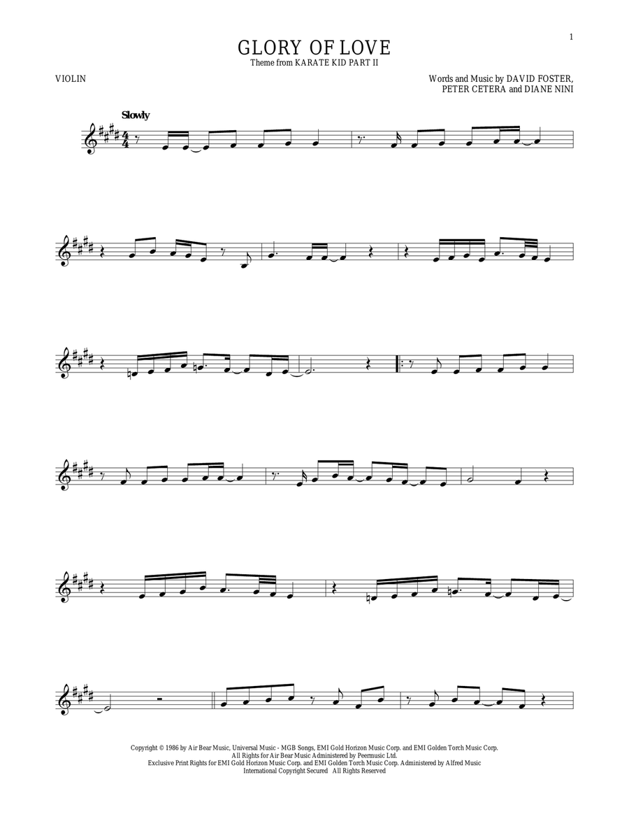 Glory Of Love Glory Of Love Violin Solo scores gallery preview page 1