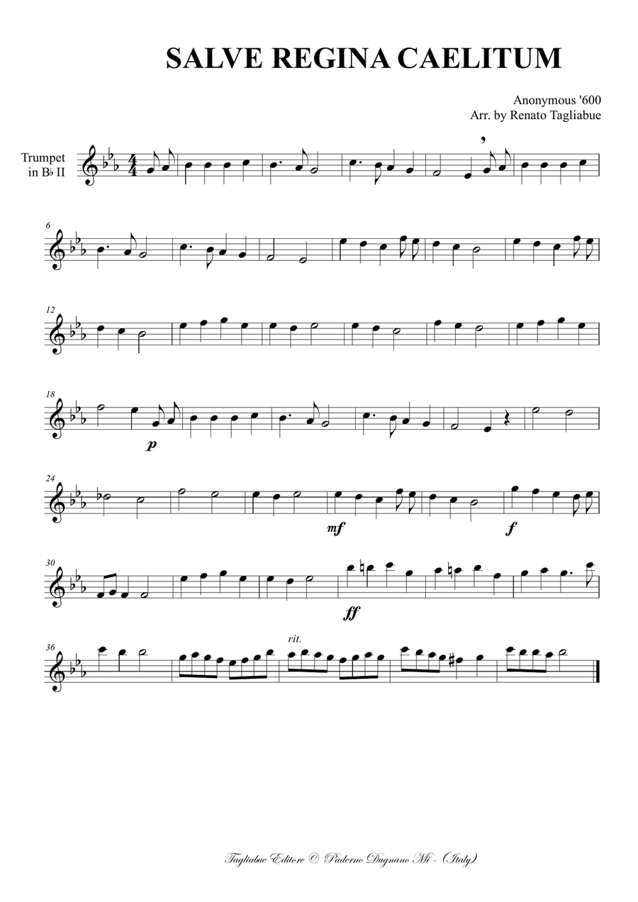 SALVE REGINA COELITUM - Arr. for Brass quintet - With parts Brass Quintet scores gallery preview page 3