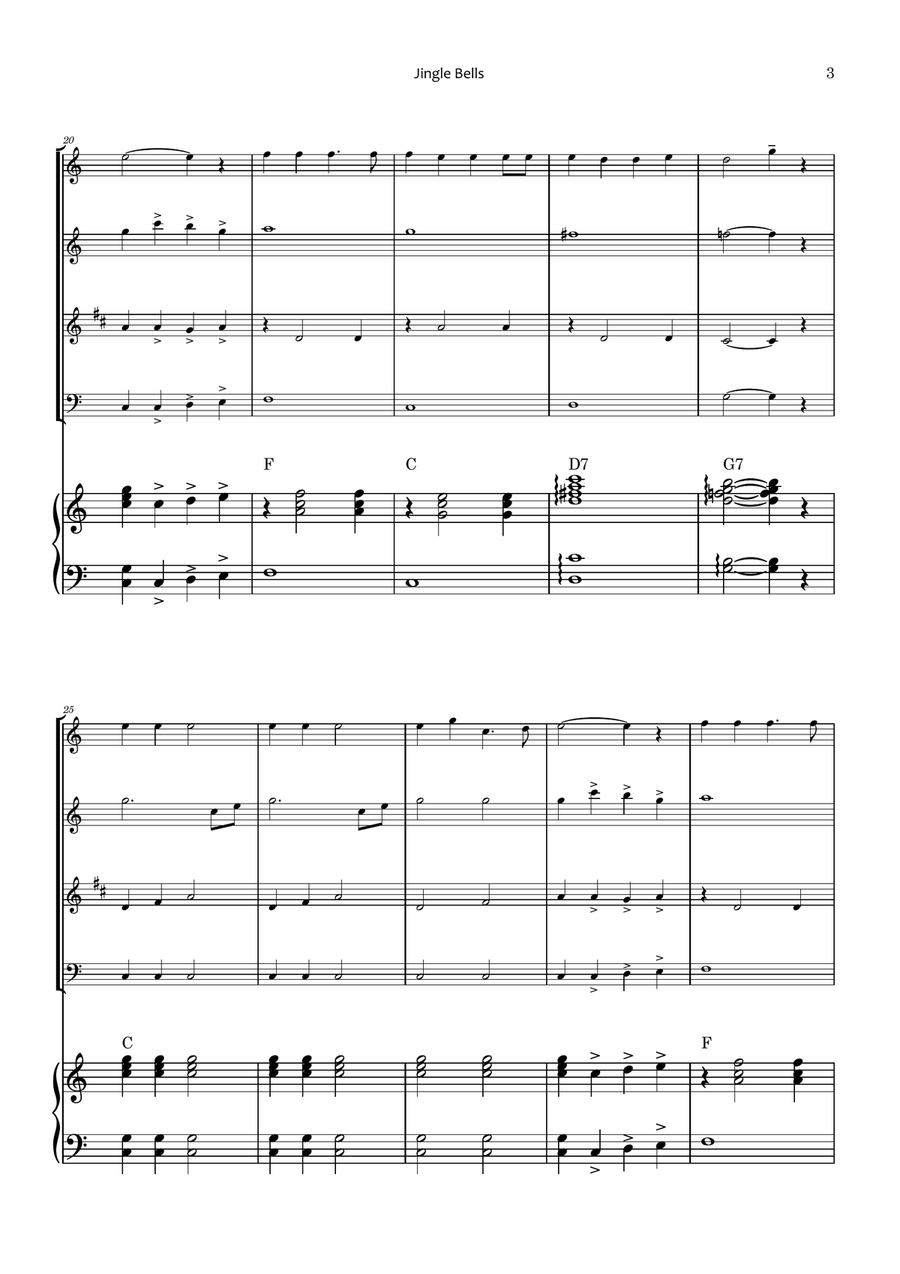 Jingle Bells Woodwind Quartet scores gallery preview page 3