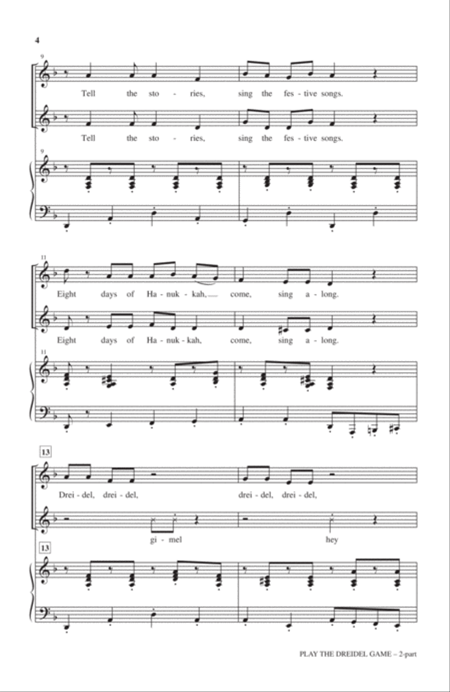 Play The Dreidel Game Play The Dreidel Game 2-Part scores gallery preview page 2