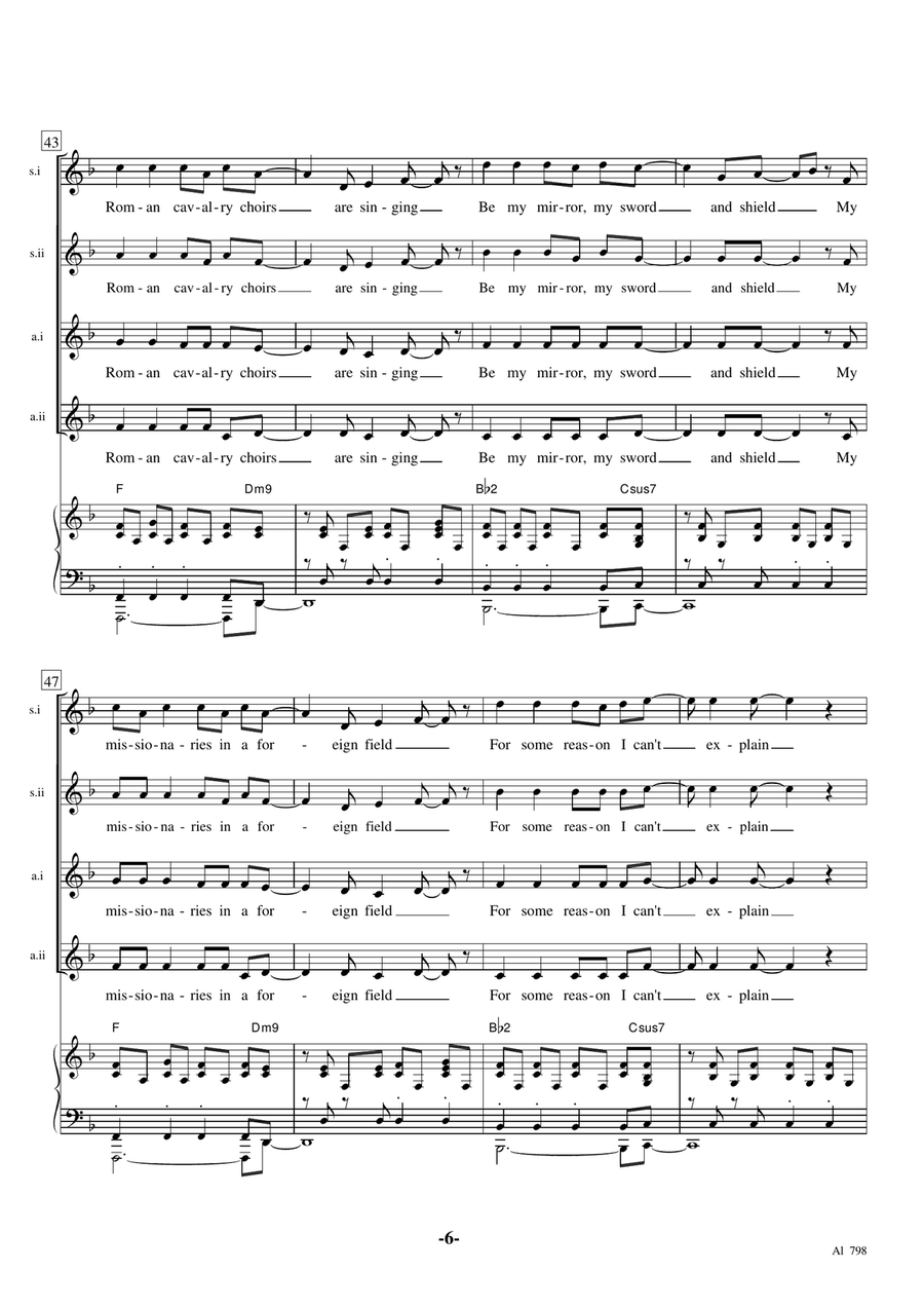 Viva La Vida Viva La Vida SSAA scores gallery preview page 6