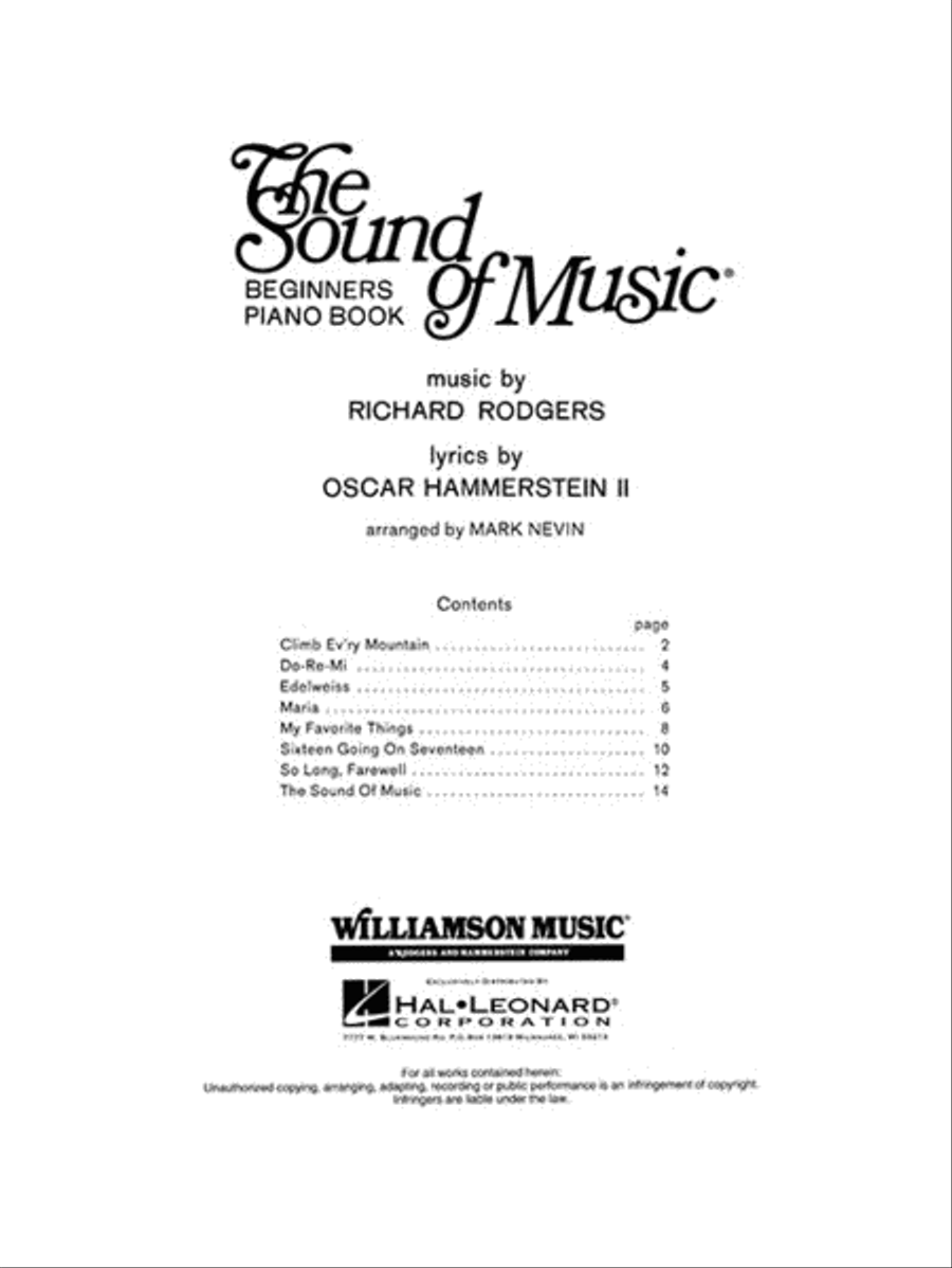 The Sound of Music - Easy Piano Piano, Vocal, Guitar scores gallery preview page 2