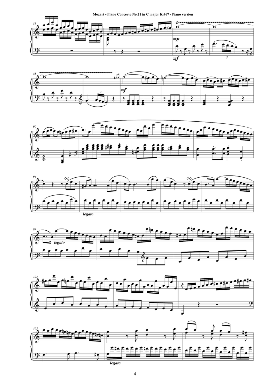 NEWモデル - Mozart Piano for Version - 467 K major C in No.21 Concerto その他