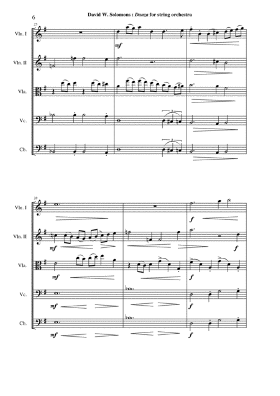 David Warin Solomons: Danza for string orchestra, score and parts String Orchestra scores gallery preview page 6