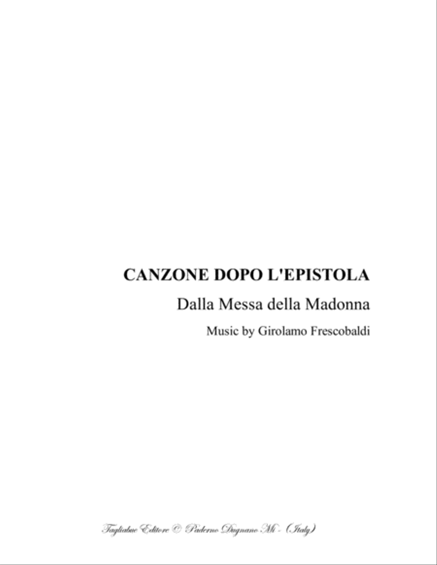 CANZONE DOPO L'EPISTOLA - G. Frescobaldi - For Organ Organ Solo scores gallery preview page 1