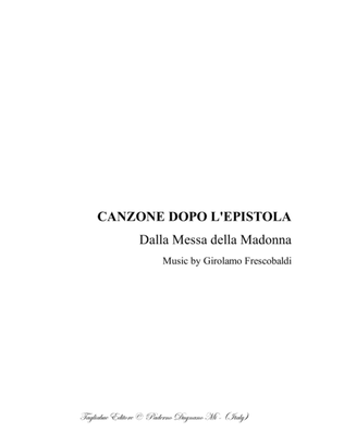 CANZONE DOPO L'EPISTOLA - G. Frescobaldi - For Organ