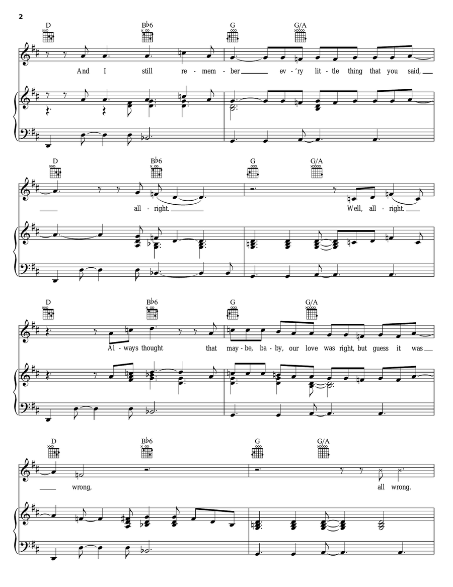 How Come You Don't Call Me Piano, Vocal, Guitar scores gallery preview page 2