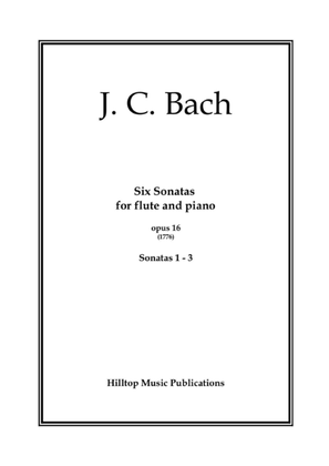 Book cover for J. C. Bach Six Sonatas for flute and piano No. 1 - 3