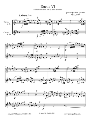 Quantz: Duetto Op. 2 No. 6 for Clarinet Duo
