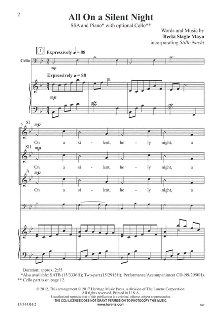 All On a Silent Night SSA scores gallery preview page 2