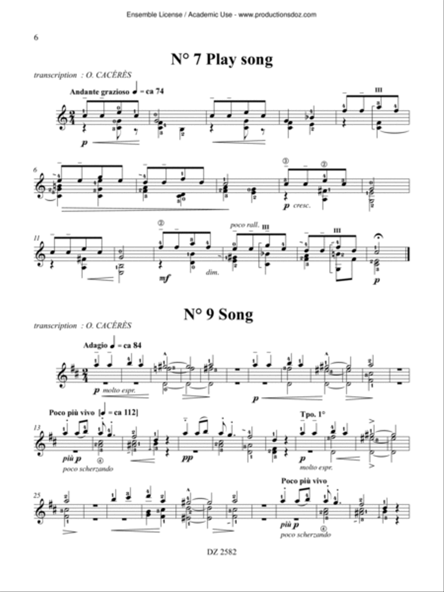 For Children Classical Guitar scores gallery preview page 6