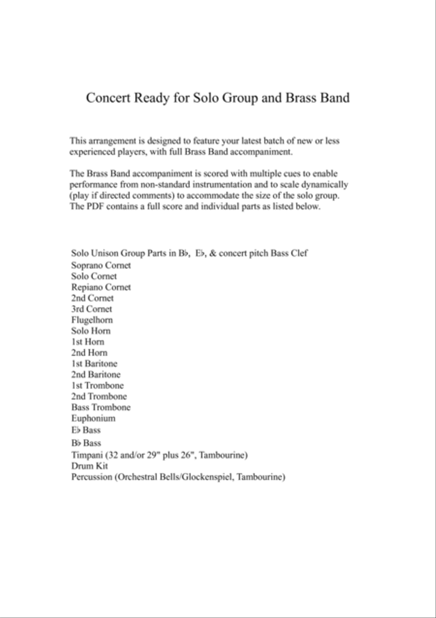 Concert Ready (Solo Group Feature for Elementary Brass Players and Brass Band)