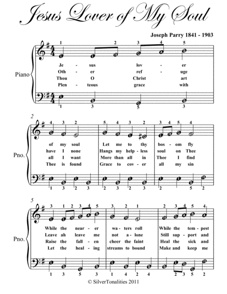 Jesus Lover of My Soul Easy Piano Sheet Music