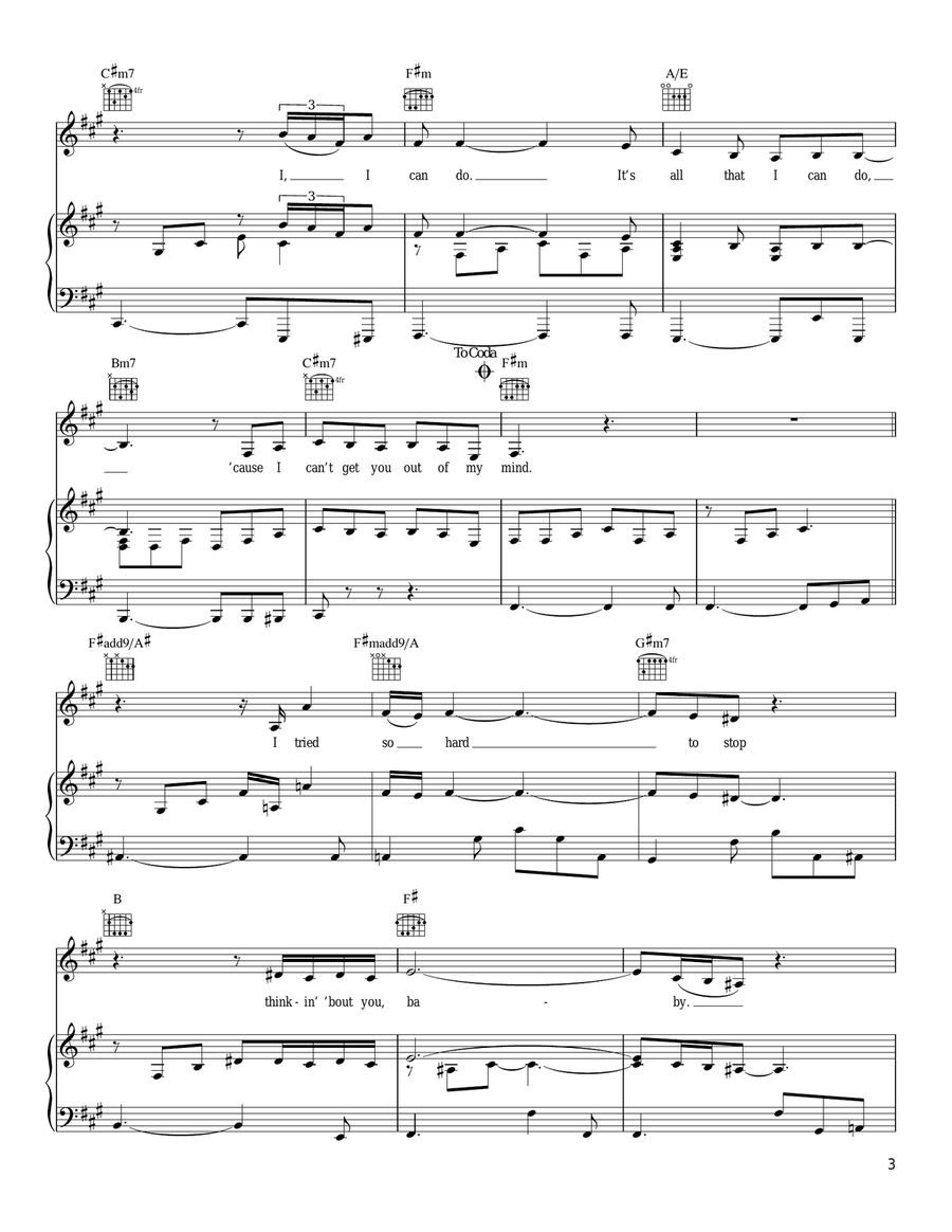 Can't Get You Out Of My Mind Piano, Vocal, Guitar scores gallery preview page 3