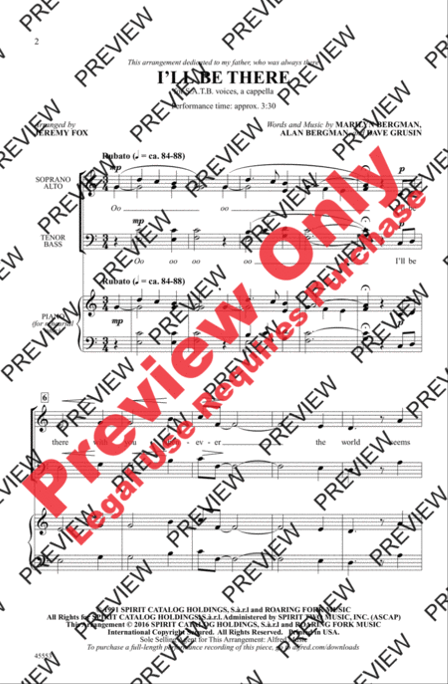 I'll Be There 4-Part scores gallery preview page 2