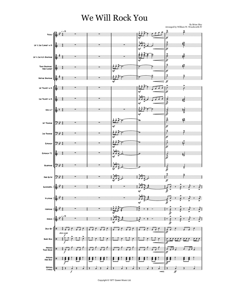 We Will Rock You Marching Band scores gallery preview page 1