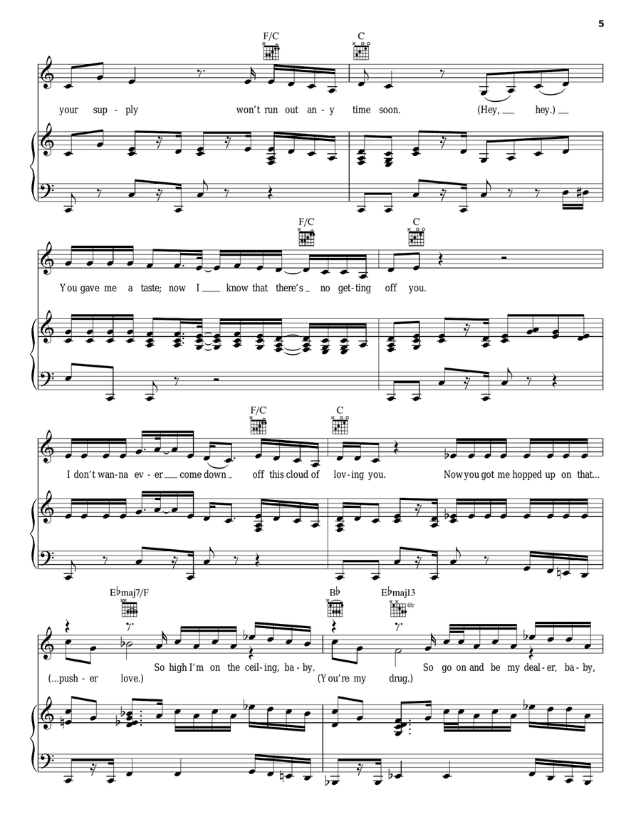 Pusher Love Girl Piano, Vocal, Guitar scores gallery preview page 5