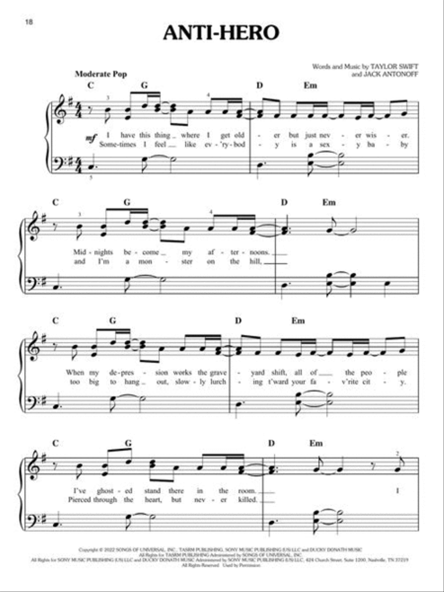 Taylor Swift – Midnights Easy Piano scores gallery preview page 6