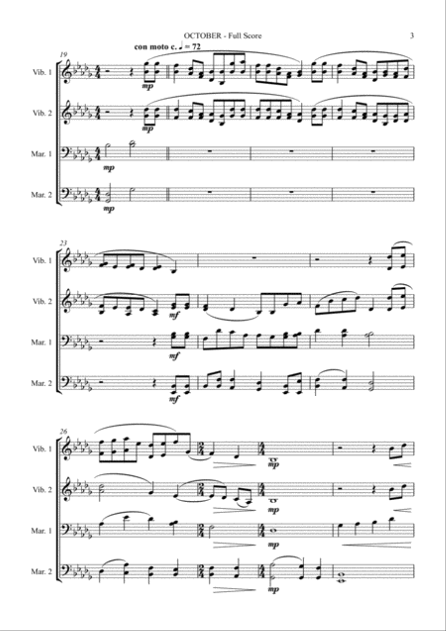 October (Alleluia) for Mallet Quartet (arr. Joby Burgess) - Full Score Percussion Ensemble scores gallery preview page 3