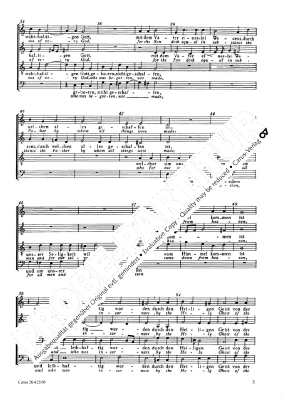 I belive in one god (Ich glaube an einen einigen Gott) 4-Part scores gallery preview page 4