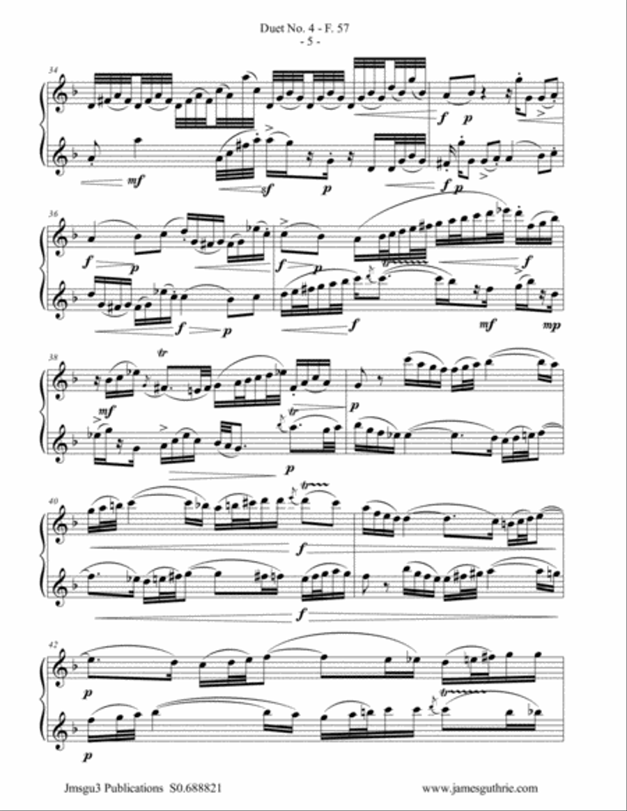 WF Bach: Duet No. 4 for Bass Flute Duo Flute Duet scores gallery preview page 5