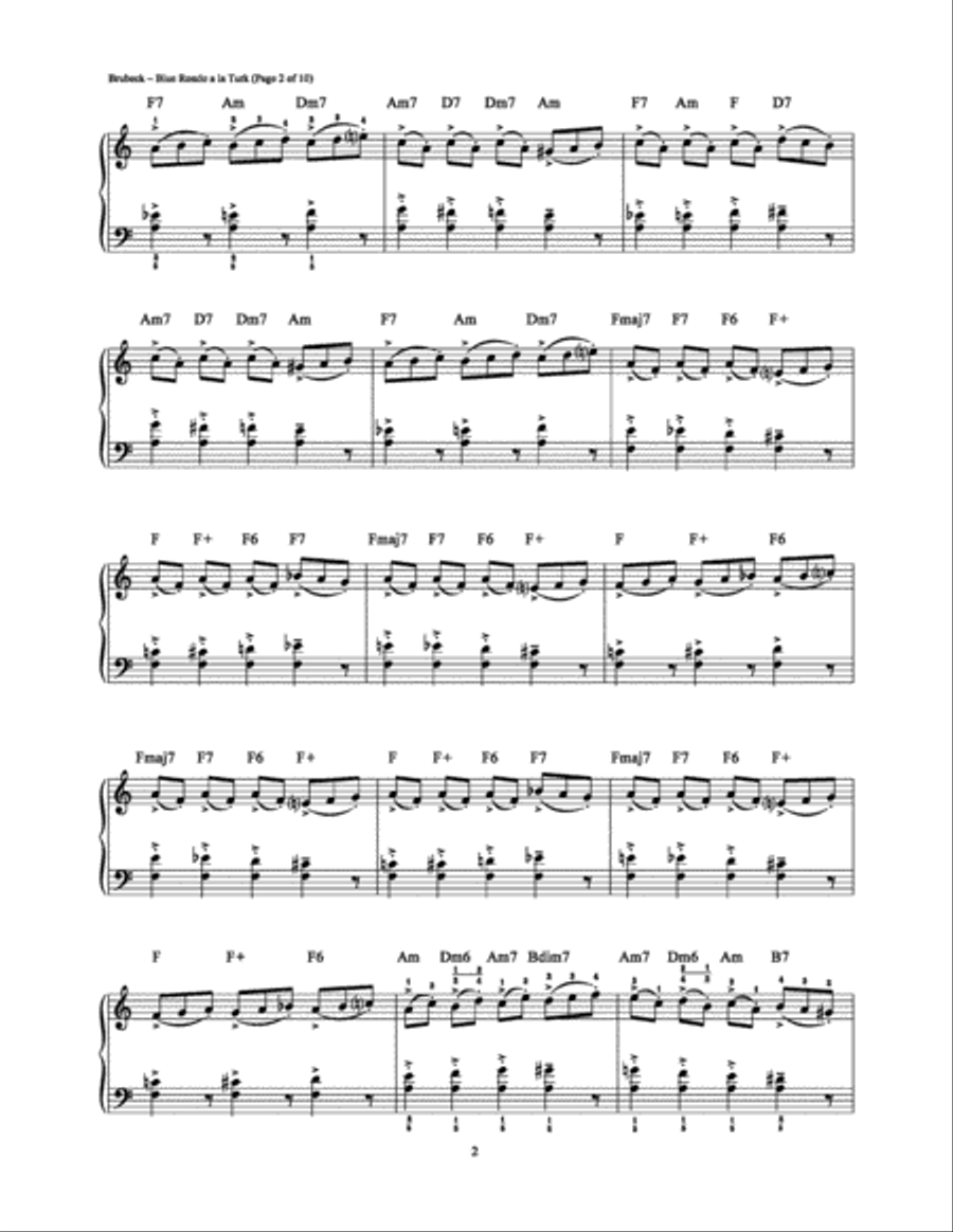 Blue Rondo a la Turk Piano Solo scores gallery preview page 2