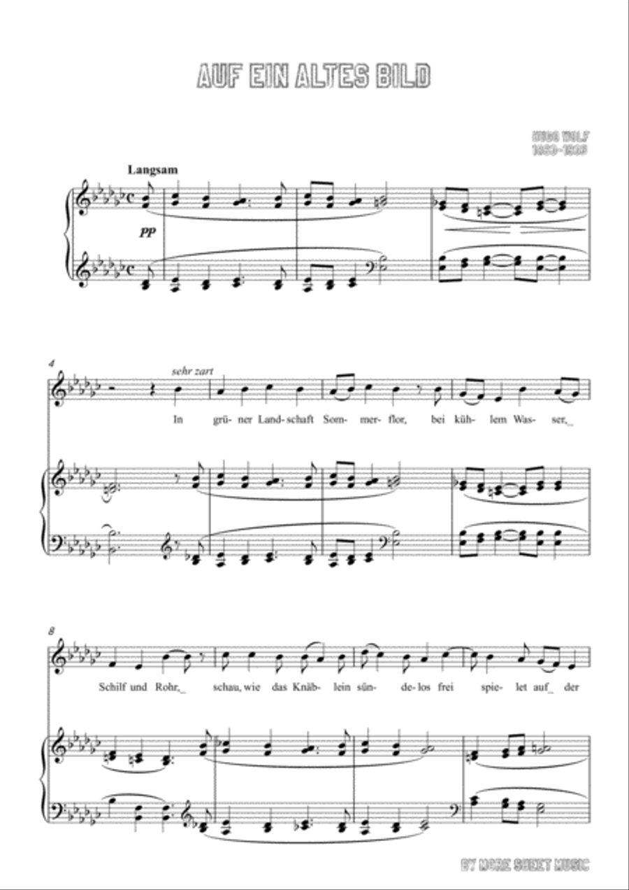Wolf-Auf ein altes Bild in G flat Major,for Voice and Piano Voice Solo scores gallery preview page 3