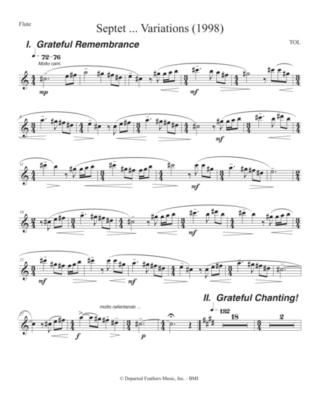 Septet, opus 77 ... Variations on a Shaker Tune (1998) flute part