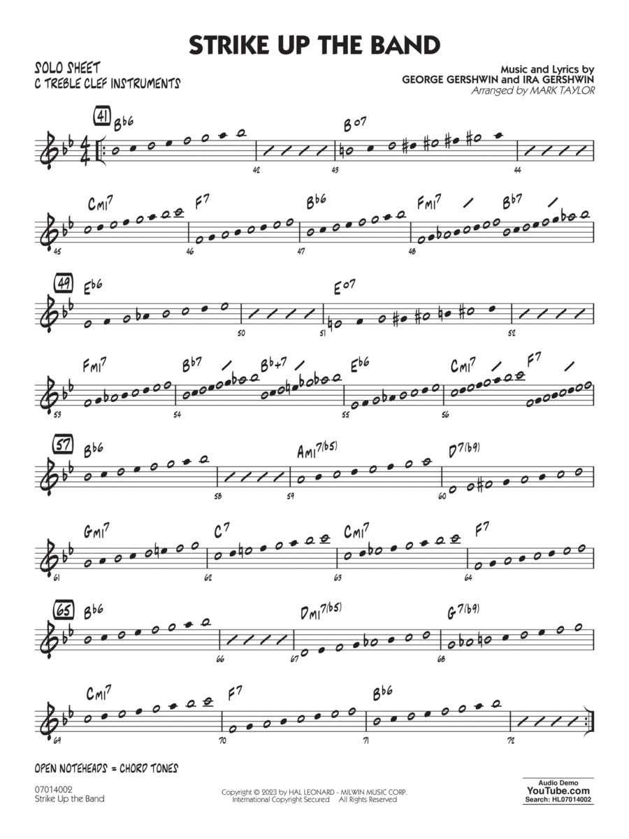 Strike Up the Band (arr. Mark Taylor) - C Solo Sheet Jazz Ensemble scores gallery preview page 1