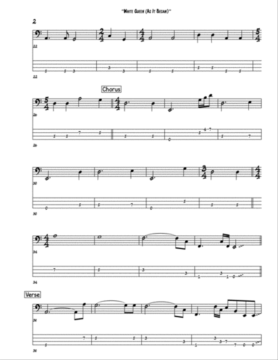 White Queen (as It Began) Bass Guitar scores gallery preview page 2