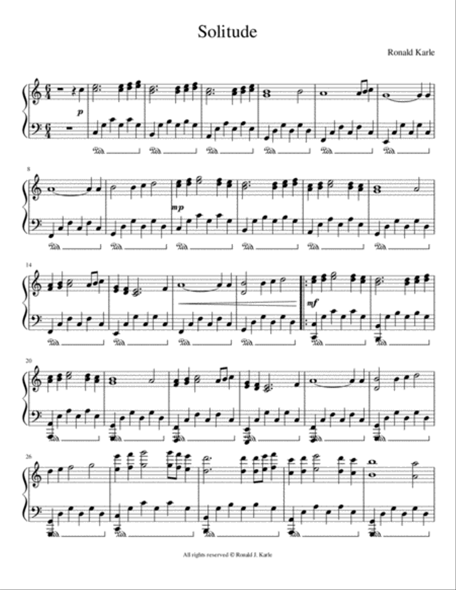 Solitude Piano Solo scores gallery preview page 2