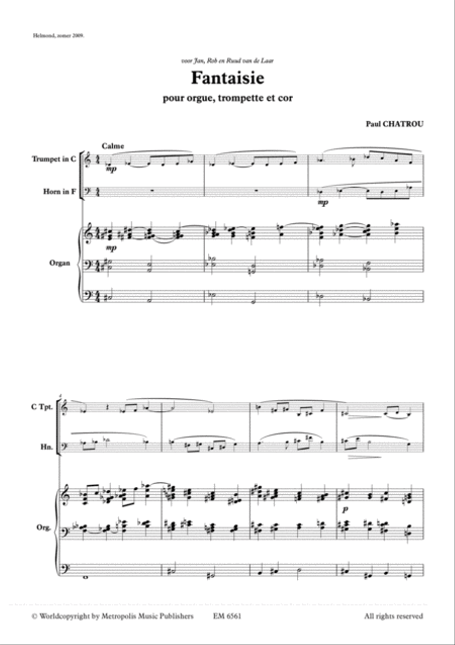 Fantaisie for Trumpet, French Horn and Organ Horn scores gallery preview page 2