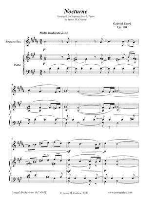 Fauré: Nocturne Op. 104 for Soprano Sax & Piano