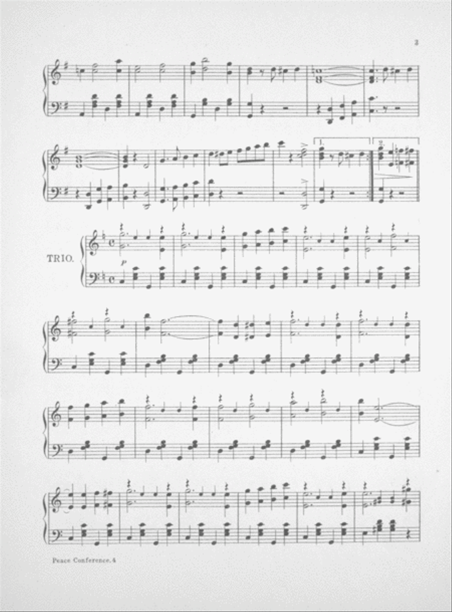 Peace Conference, March Two-Step Piano Solo scores gallery preview page 3