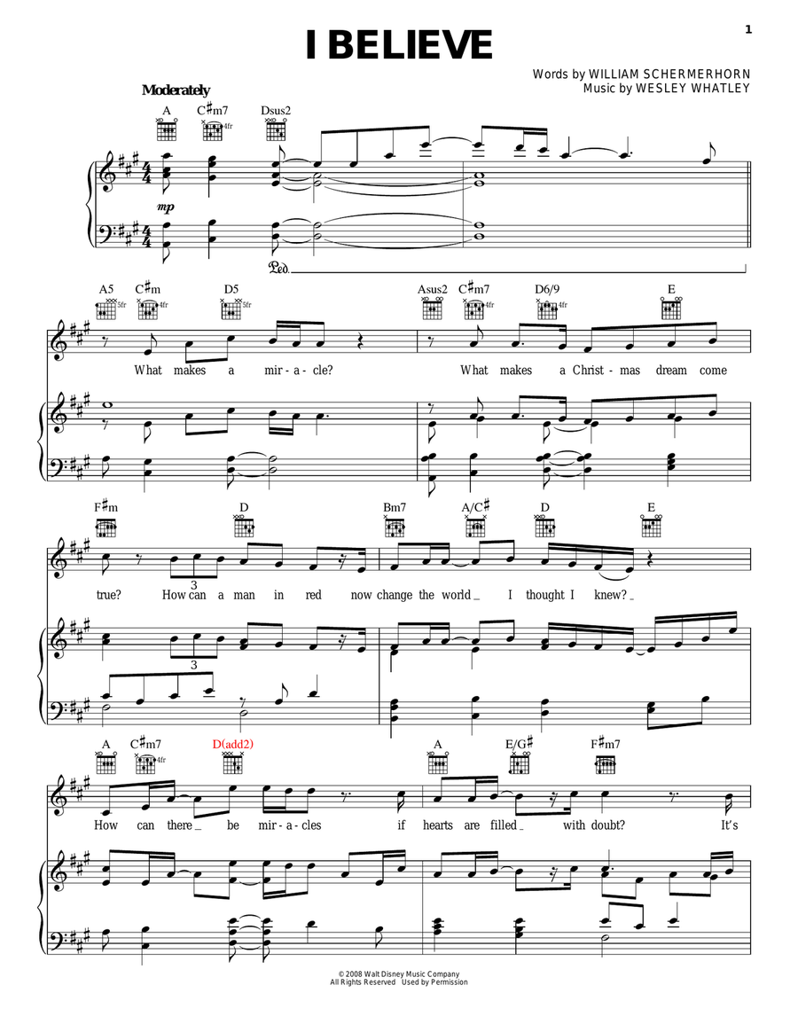 I Believe Piano, Vocal, Guitar scores gallery preview page 1