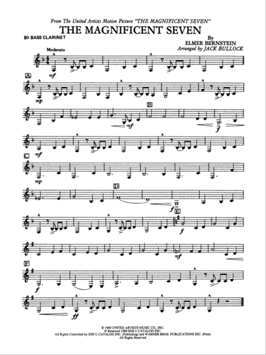 The Magnificent Seven: B-flat Bass Clarinet Concert Band scores gallery preview page 1