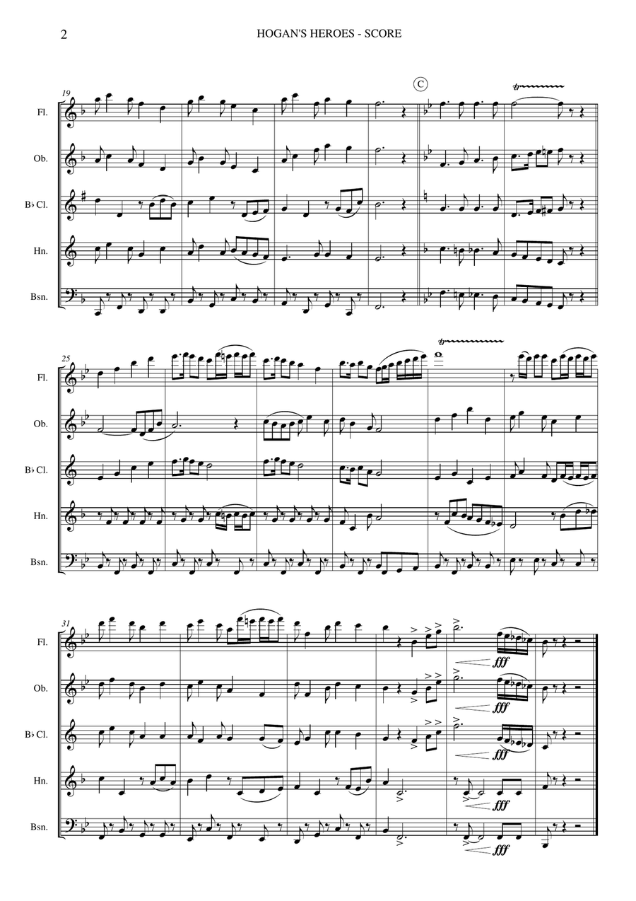 Hogan's Heroes - Main/end Title Woodwind Quintet scores gallery preview page 2
