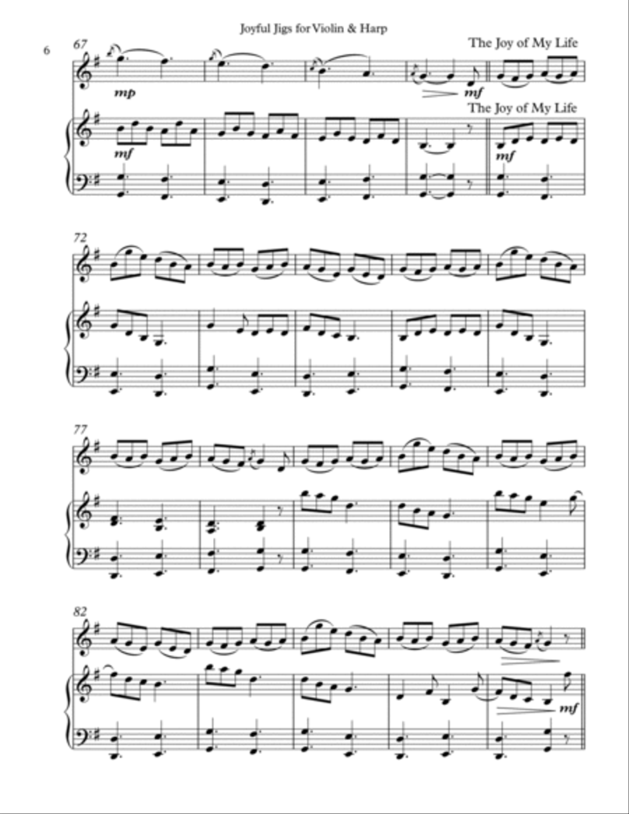 Joyful Jigs, Duet for Violin and Harp String Duet scores gallery preview page 6