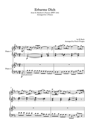 Erbarme Dich (BWV 244) (from "St Matthew's Passion") by JS Bach - Arranged for Piano Duet (2 Pianos)