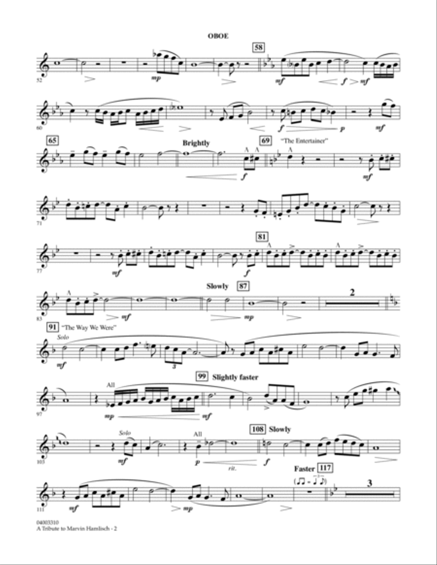 A Tribute To Marvin Hamlisch - Oboe Concert Band scores gallery preview page 2