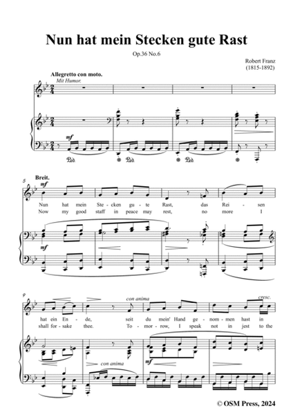 R. Franz-Nun hat mein Stecken gute Rast,in B flat Major,Op.36 No.6