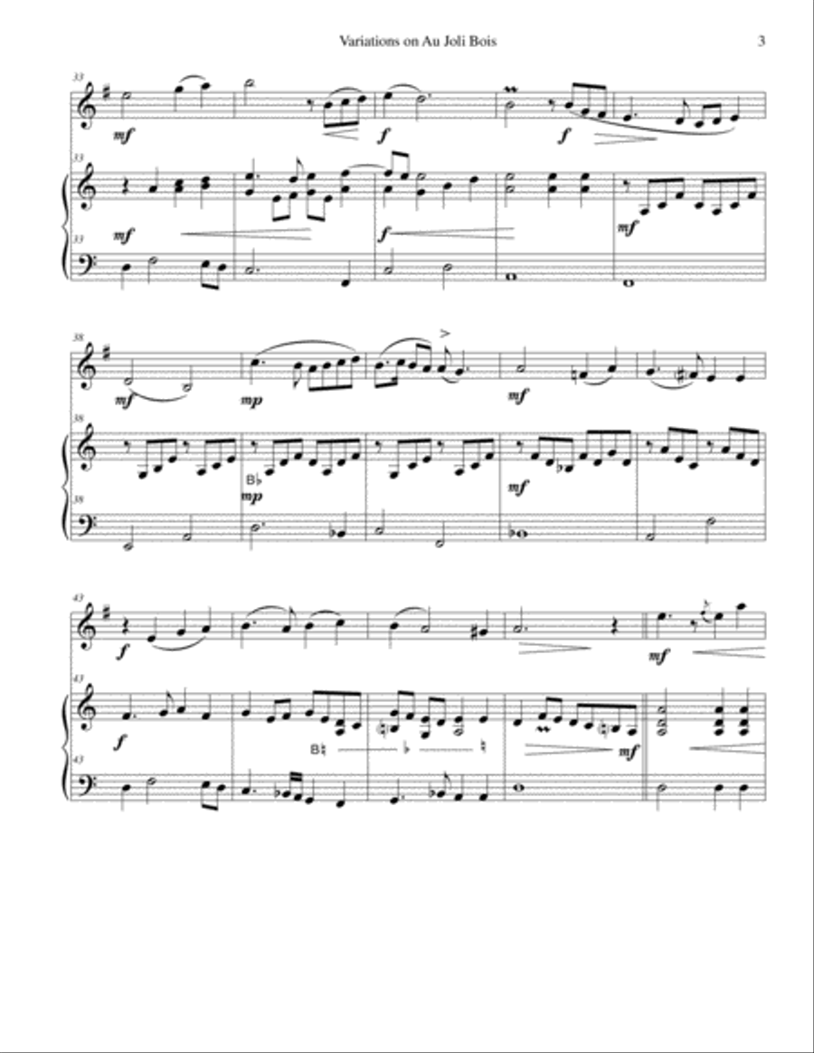 Variations on au Joli Bois for cor anglais and harp English Horn scores gallery preview page 3