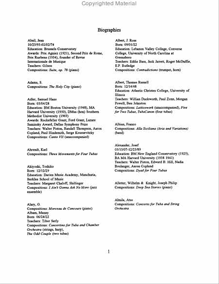 The Tuba as a Solo Instrument: Composer Biographies Tuba scores gallery preview page 8