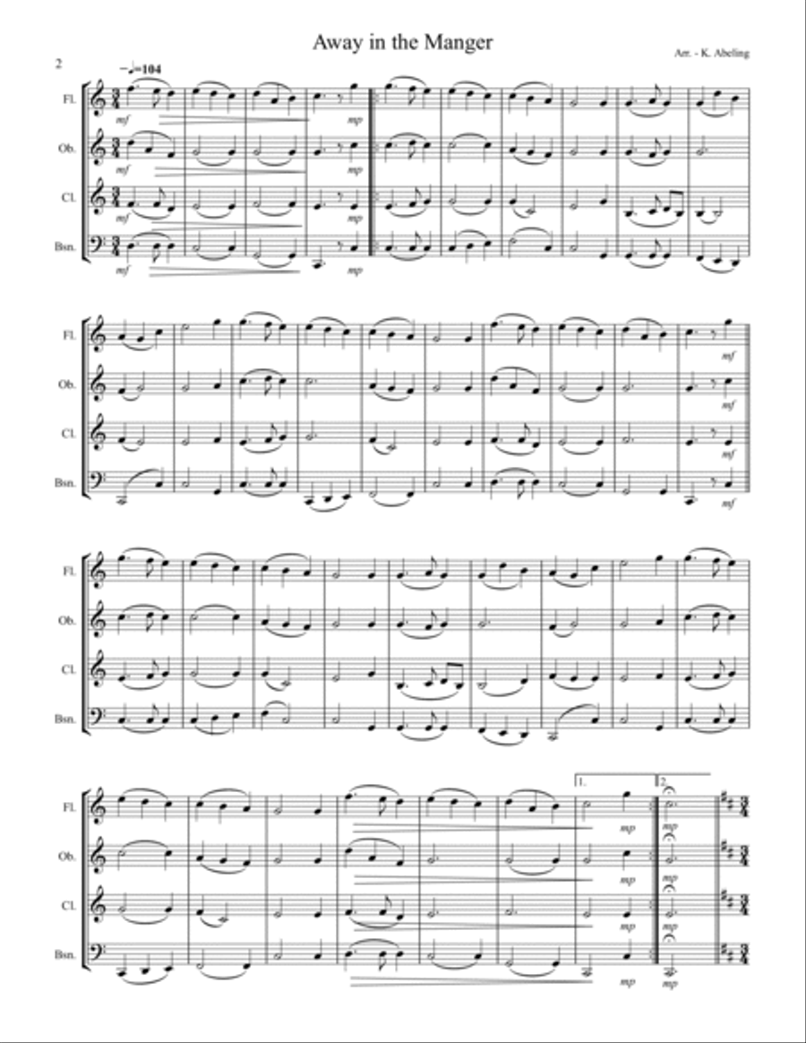 20 Traditional Christmas Carols Volume I (for Woodwind Quartet) Woodwind Quartet scores gallery preview page 3