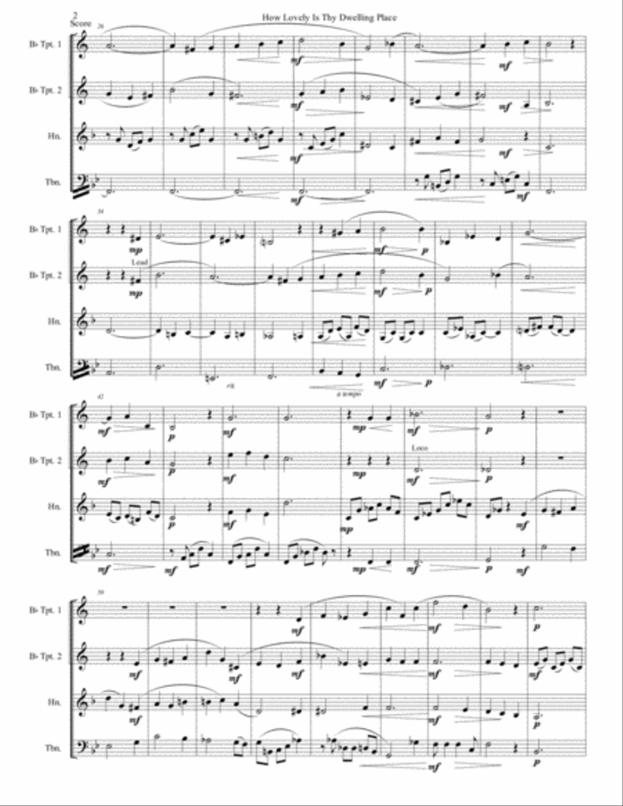 How Lovely Is Thy Dwelling Place- Abridged and Arranged for Brass Quartet Brass Quartet scores gallery preview page 3