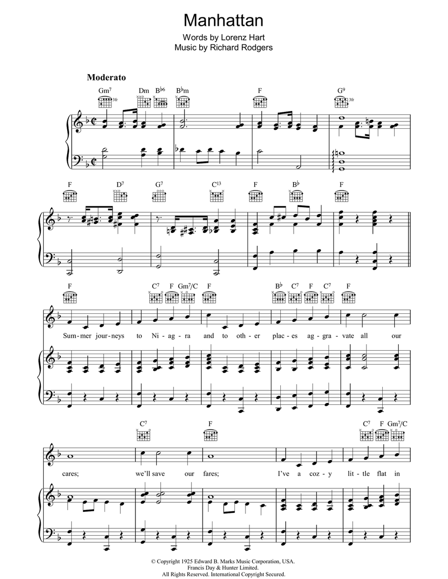 Manhattan Manhattan Piano, Vocal, Guitar scores gallery preview page 1