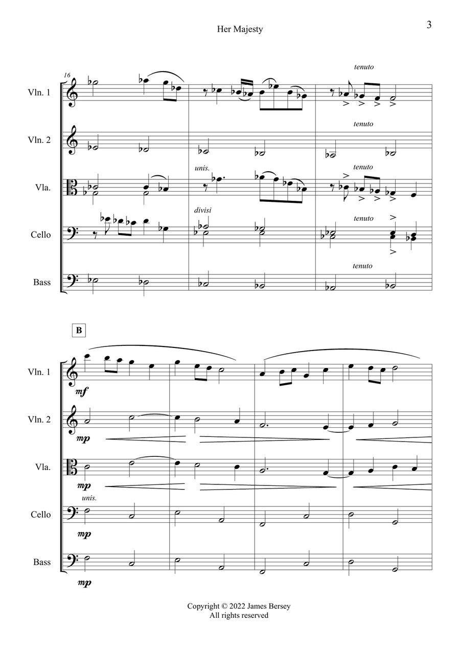 Her Majesty (strings - score & parts) Chamber Music scores gallery preview page 5
