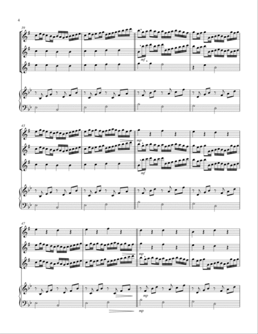 Canon (Pachelbel) (Bb) (Baritone Saxophone Trio, Keyboard) Chamber Music scores gallery preview page 4
